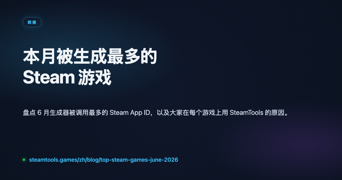 6 月用 SteamTools 最多的 Steam 游戏